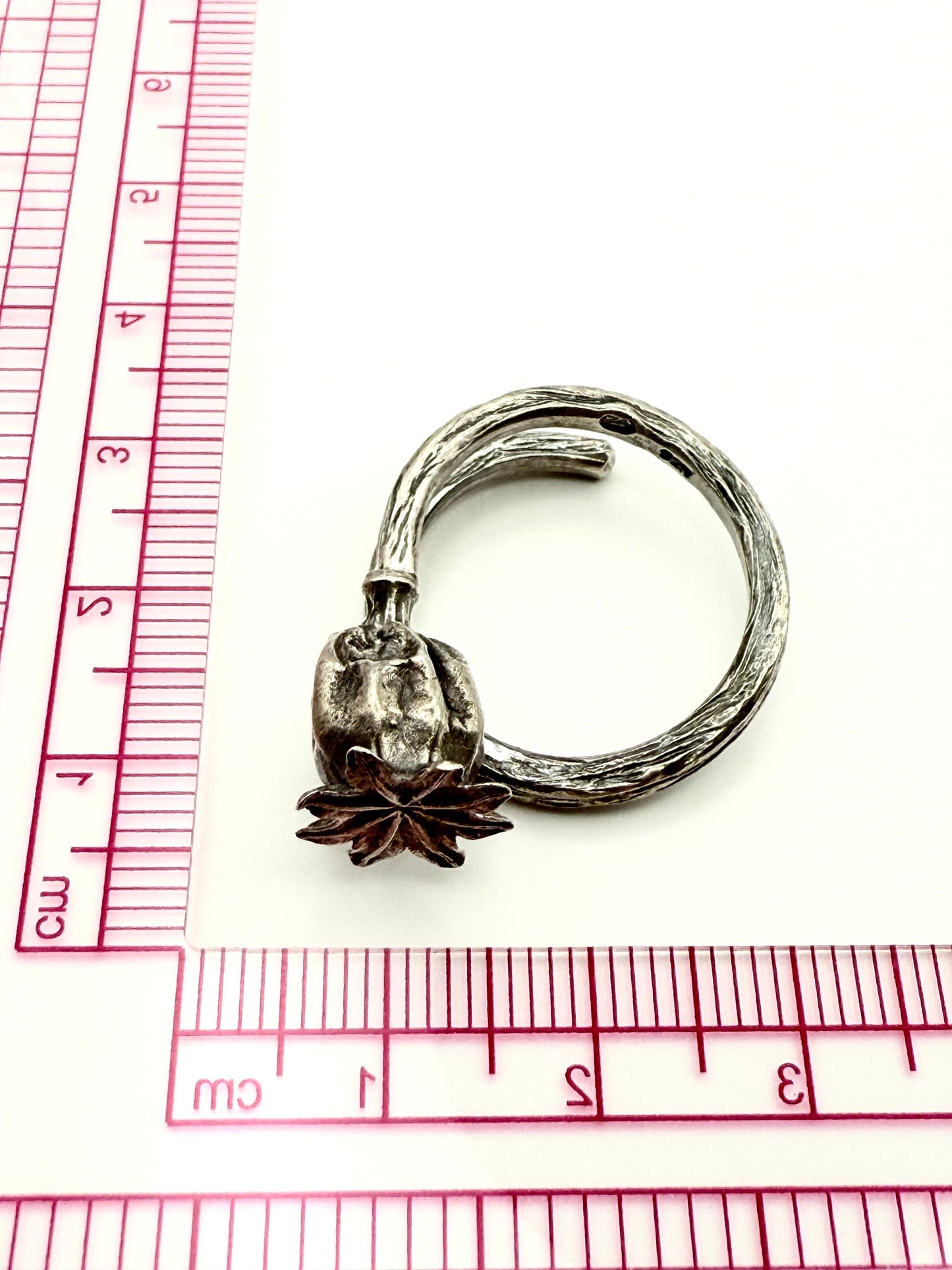 Adjustable Poppy Ring Sterling Silver 925