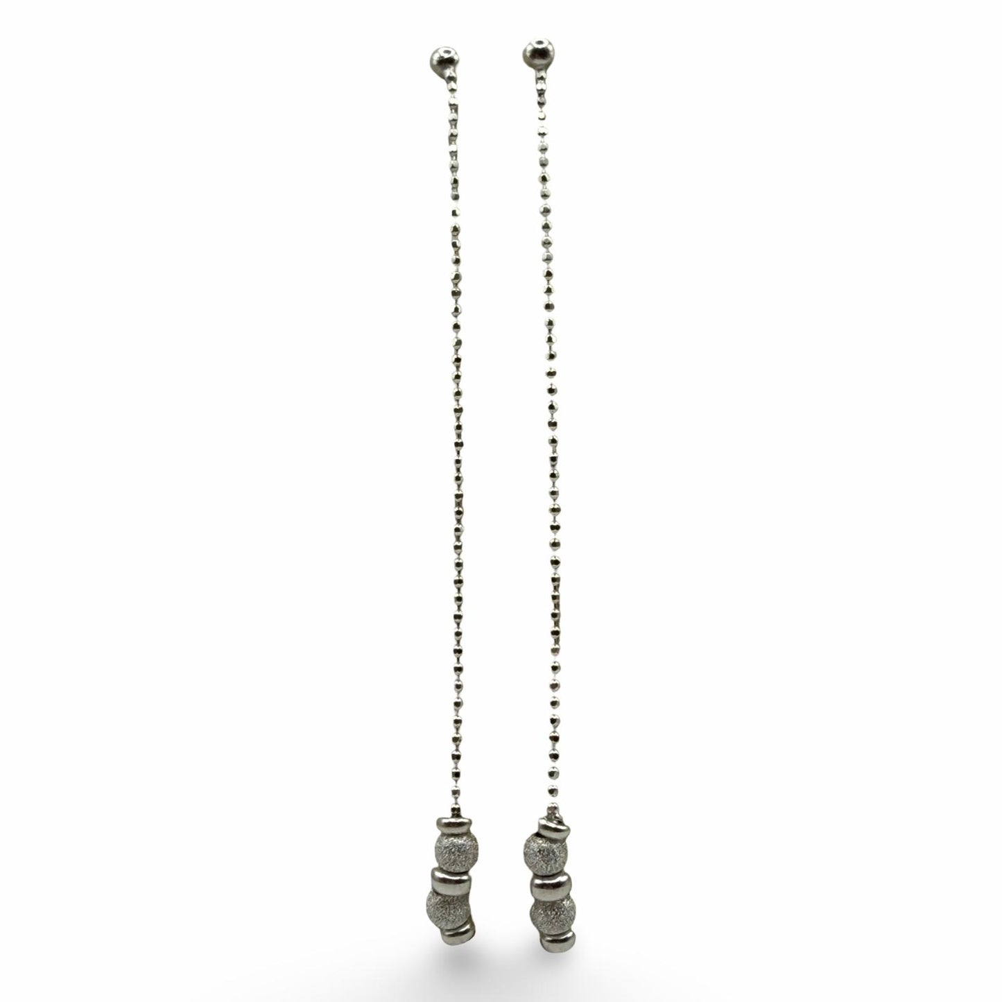 925 Sterling Silver Linear Bead Drop Earrings
