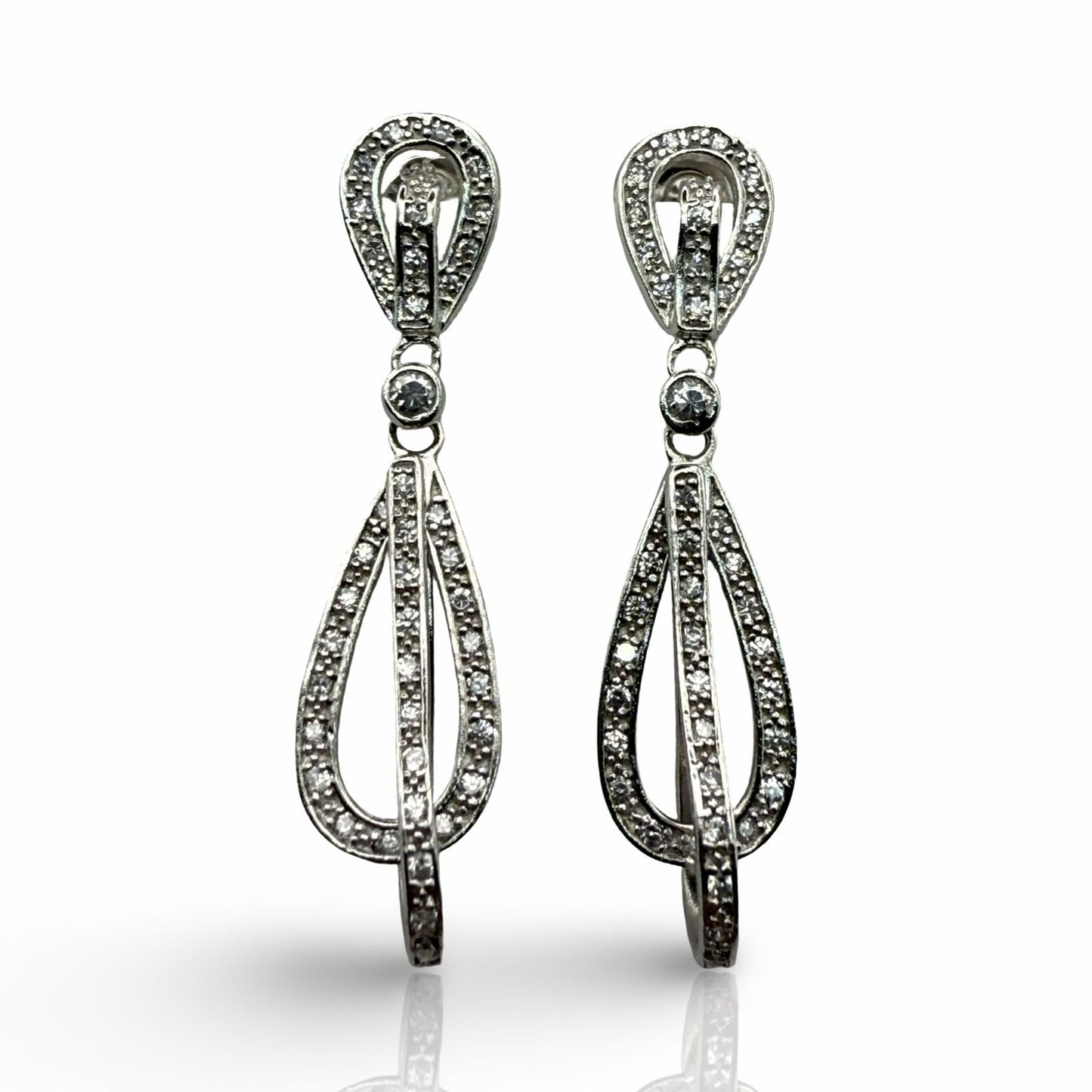 925 Sterling Silver interlinked C/Z Teardrop Earring