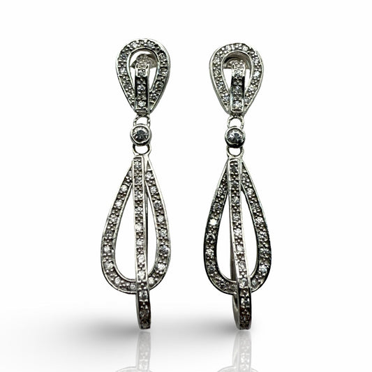 925 Sterling Silver interlinked C/Z Teardrop Earring