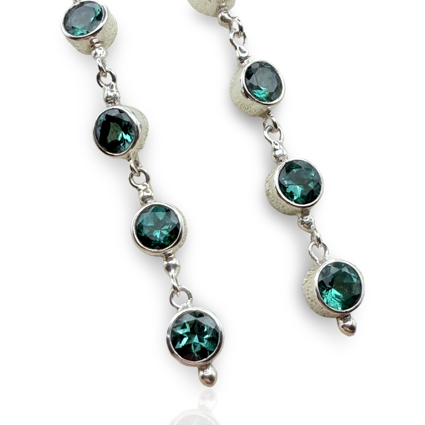925 Sterling Silver Semi-precious Blue/green Tourmaline Earrings