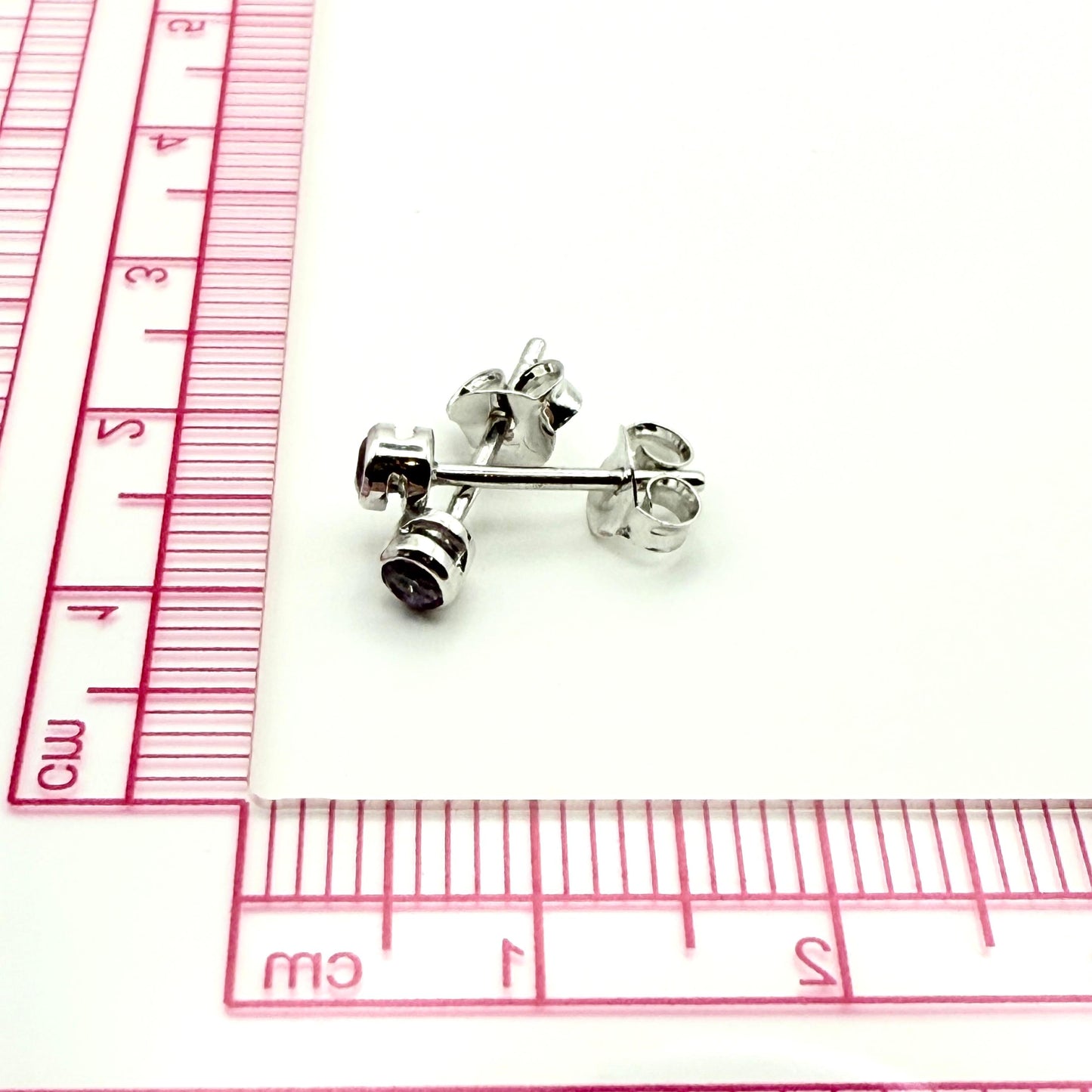 925 Sterling Silver Amethyst Stud Earrings