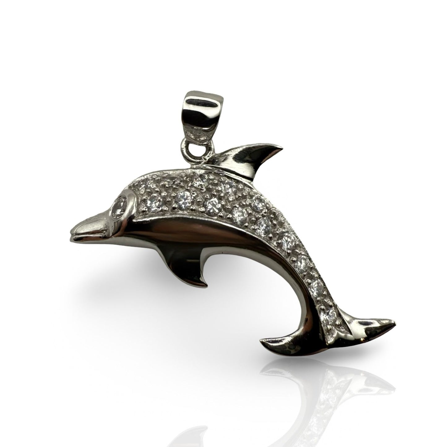 925 Sterling Silver C/Z Dolphin Pendant