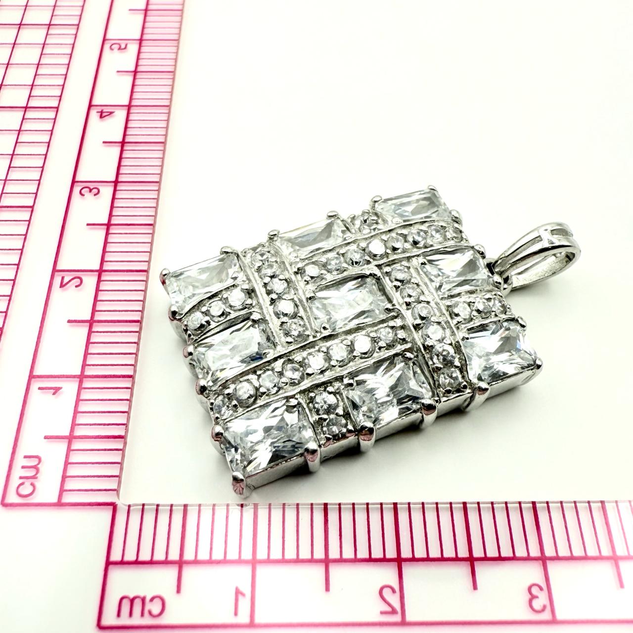 925 Sterling Silver Woven Crystal Mosaic Pendant