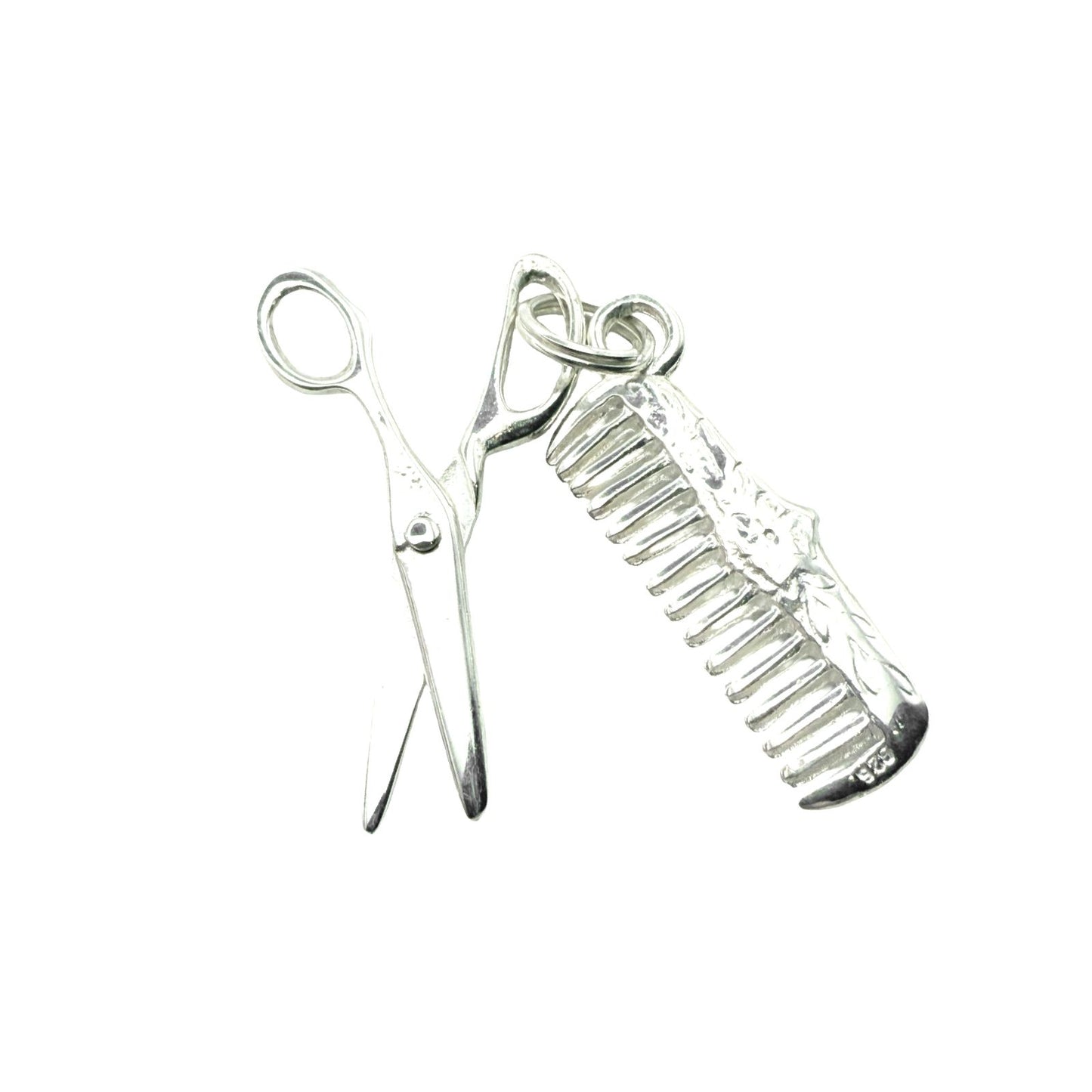 925 Sterling Silver Scissor and Comb Charm