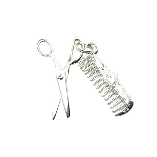 925 Sterling Silver Scissor and Comb Charm