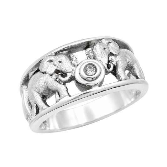 Out of Africa 0.10 Carat Diamond Band Sterling Silver 925