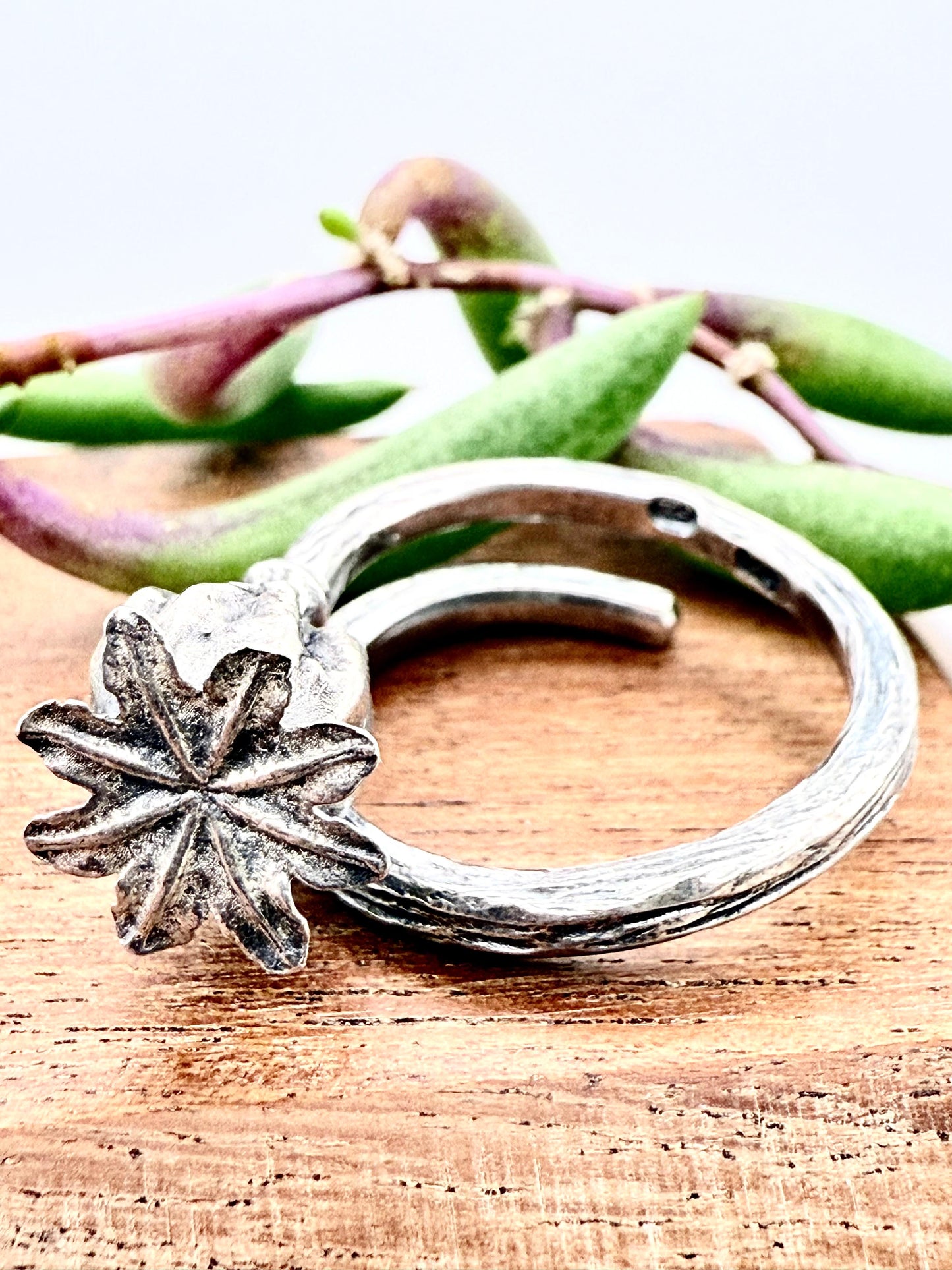 Adjustable Poppy Ring Sterling Silver 925