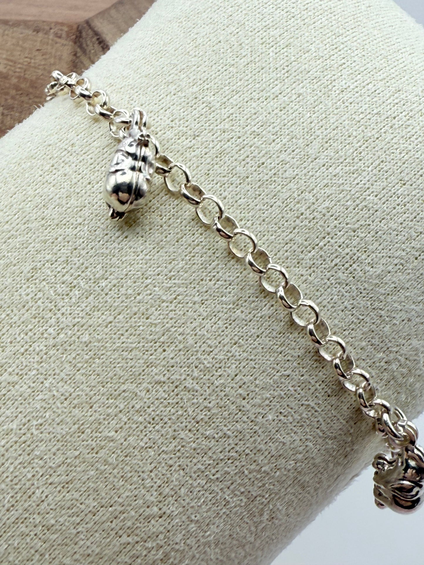 925 Sterling Silver Small Elephant 18.5cm Charm Bracelet