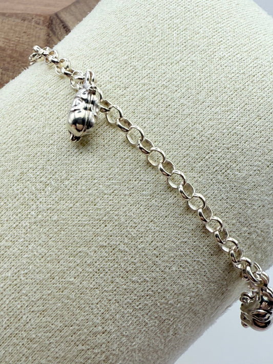 925 Sterling Silver Small Elephant 18.5cm Charm Bracelet