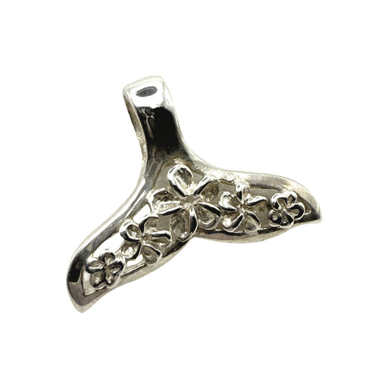 925 Sterling Silver Flower Whale Tail Pendant