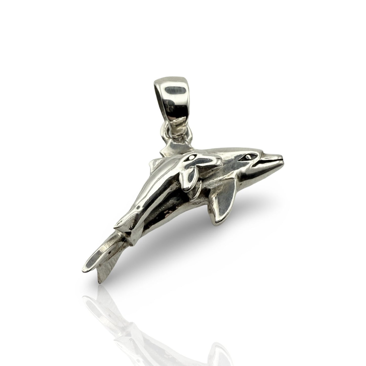 925 Sterling Silver Dolphin Pair Pendant
