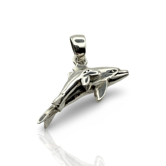 925 Sterling Silver Dolphin Pair Pendant