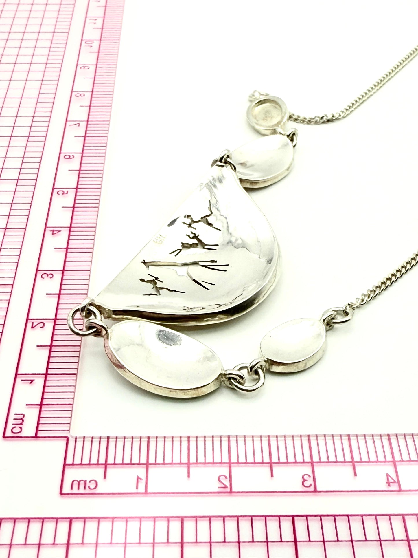 925 Sterling Silver 42cm African Rock art Necklace