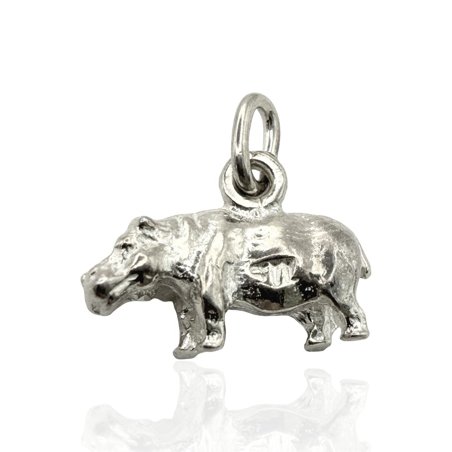 925 Sterling Silver Handmade Hippo Charm
