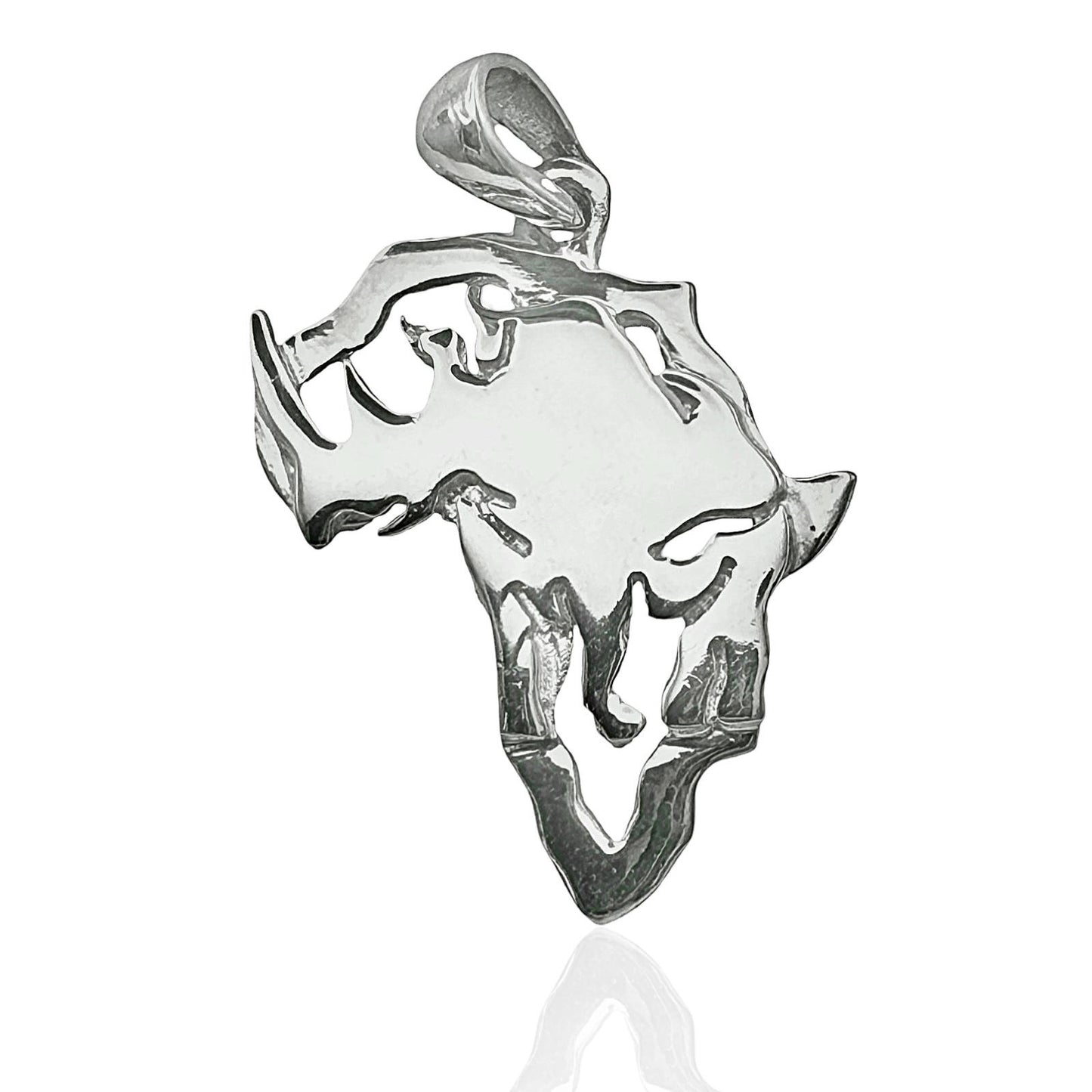 925 Sterling Silver Rhino Africa Pendant