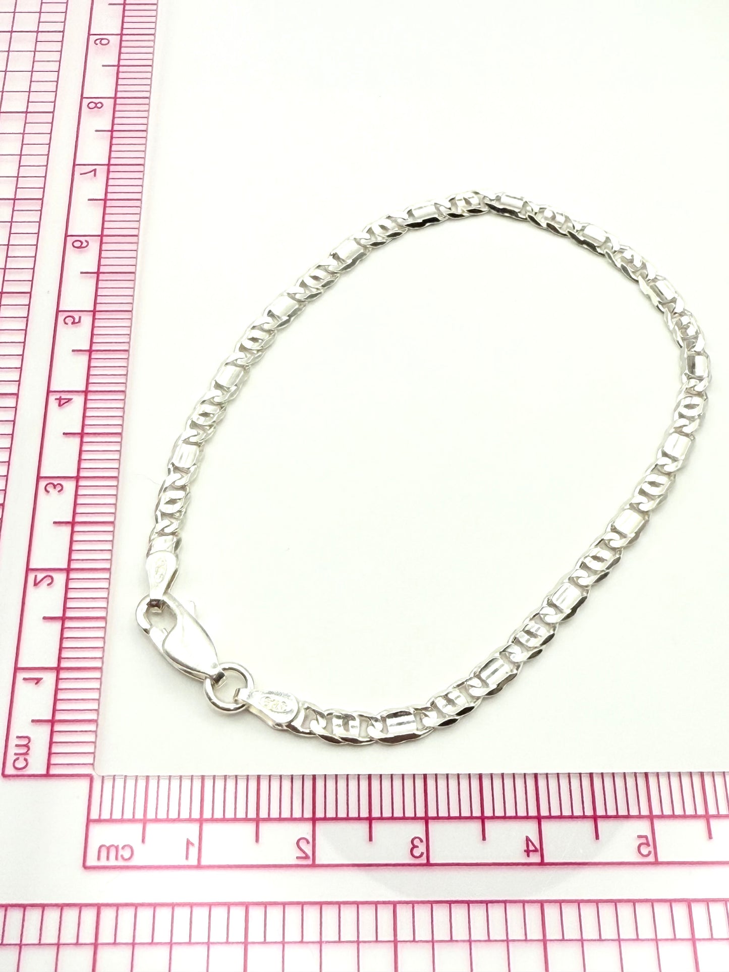 925 Sterling Silver Figaro Link 18cm Chain Bracelet