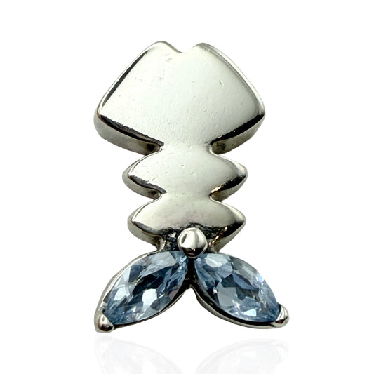 925 Sterling Silver Semi-precious Fishbone Pendant