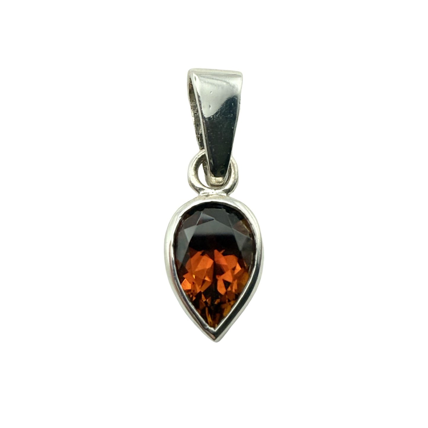 925 Sterling Silver Orange Garnet Pendant