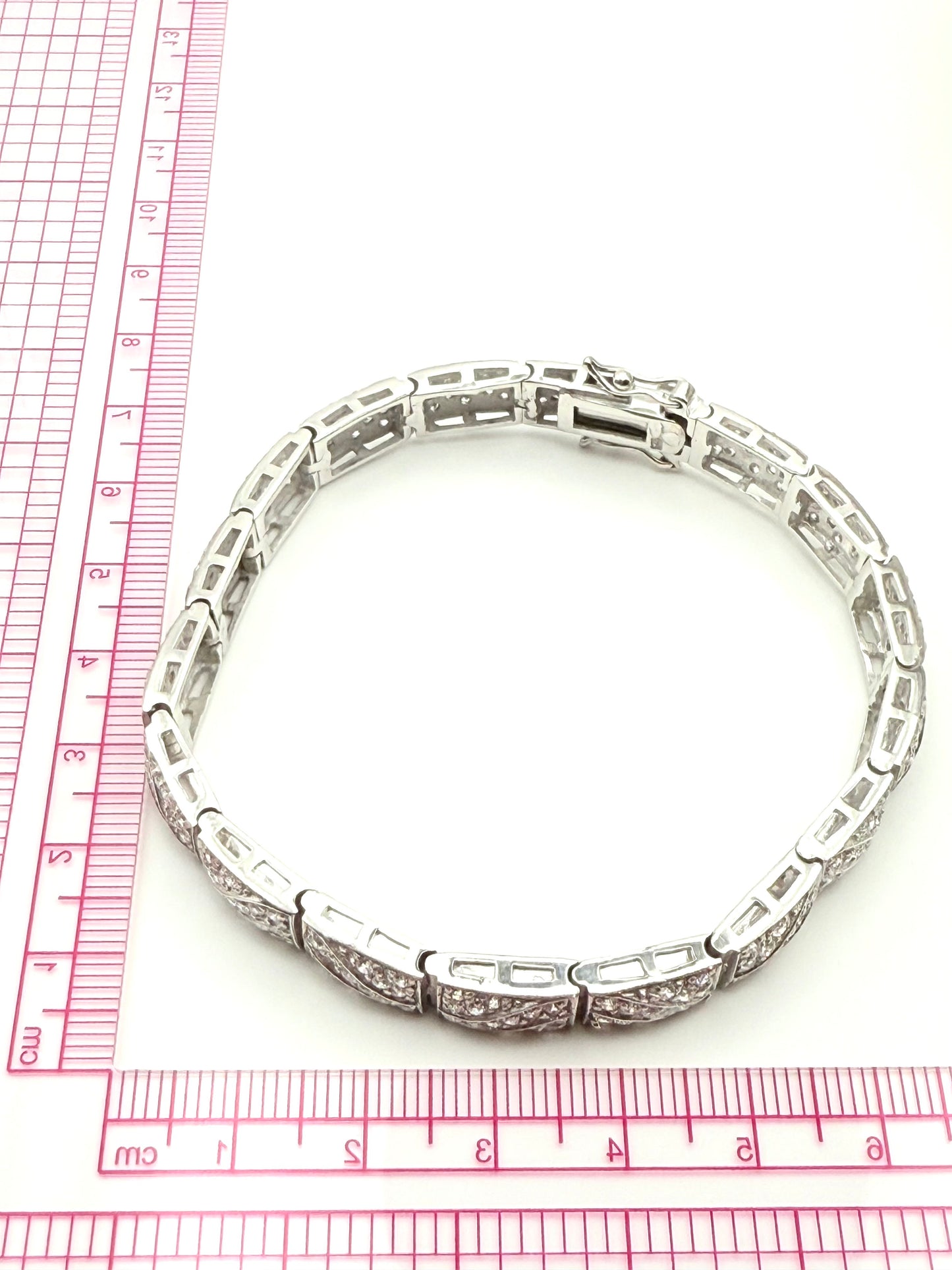 925 Sterling Silver Modern Art Deco 20cm Tennis Bracelet