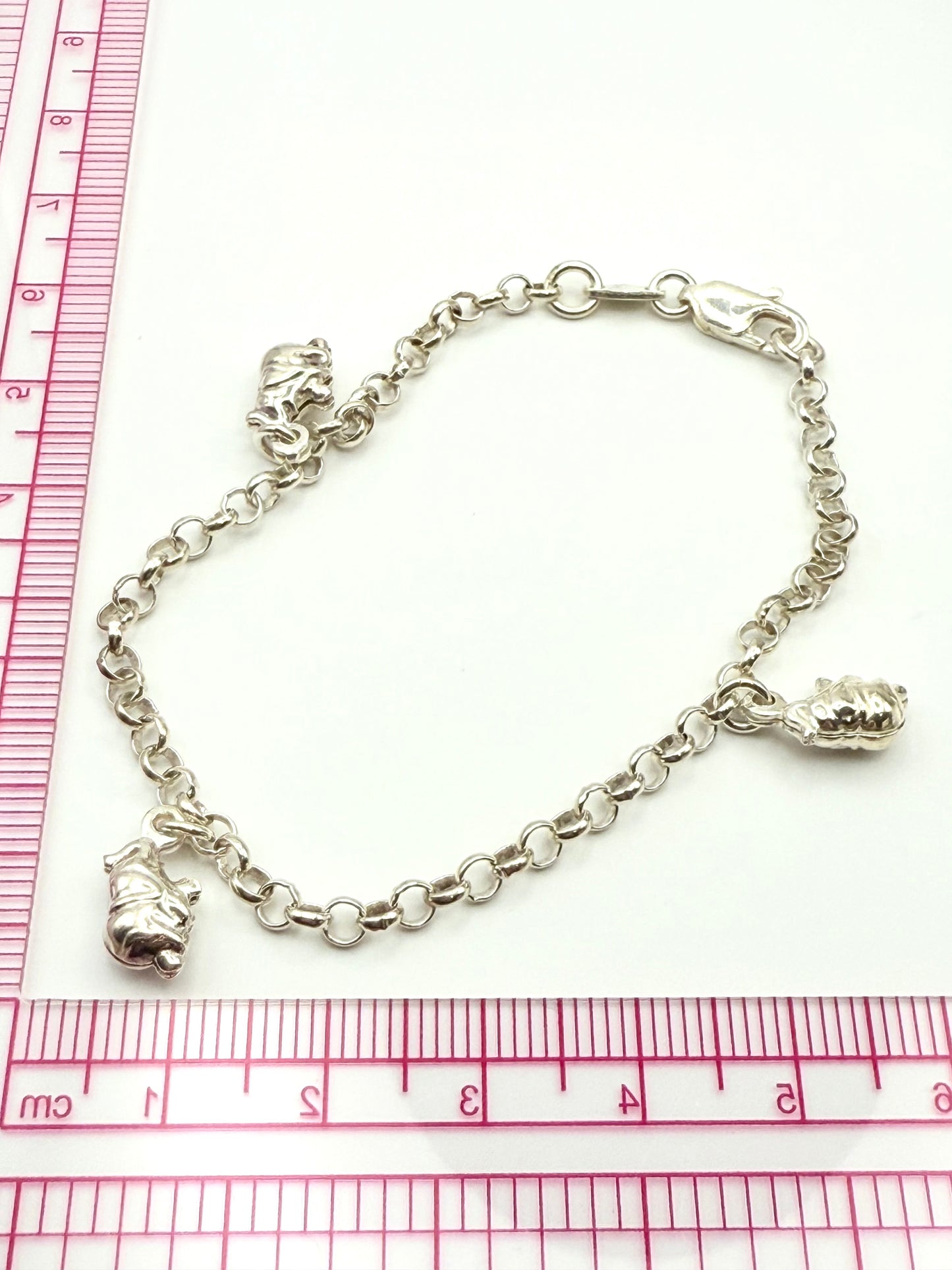 925 Sterling Silver Small Elephant 18.5cm Charm Bracelet