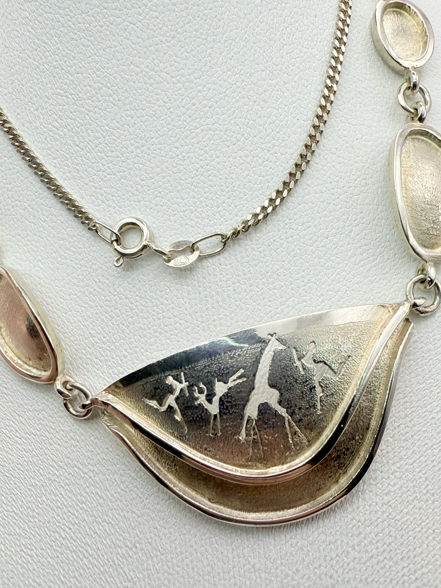 925 Sterling Silver 42cm African Rock art Necklace