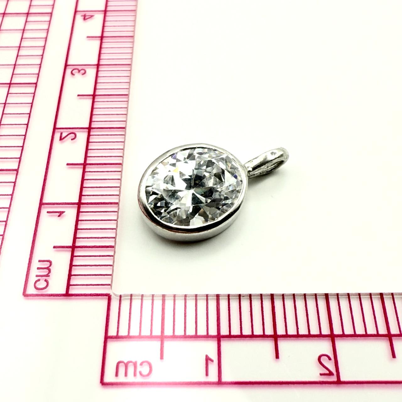 925 Sterling Silver Egg-Cut C/Z Pendant