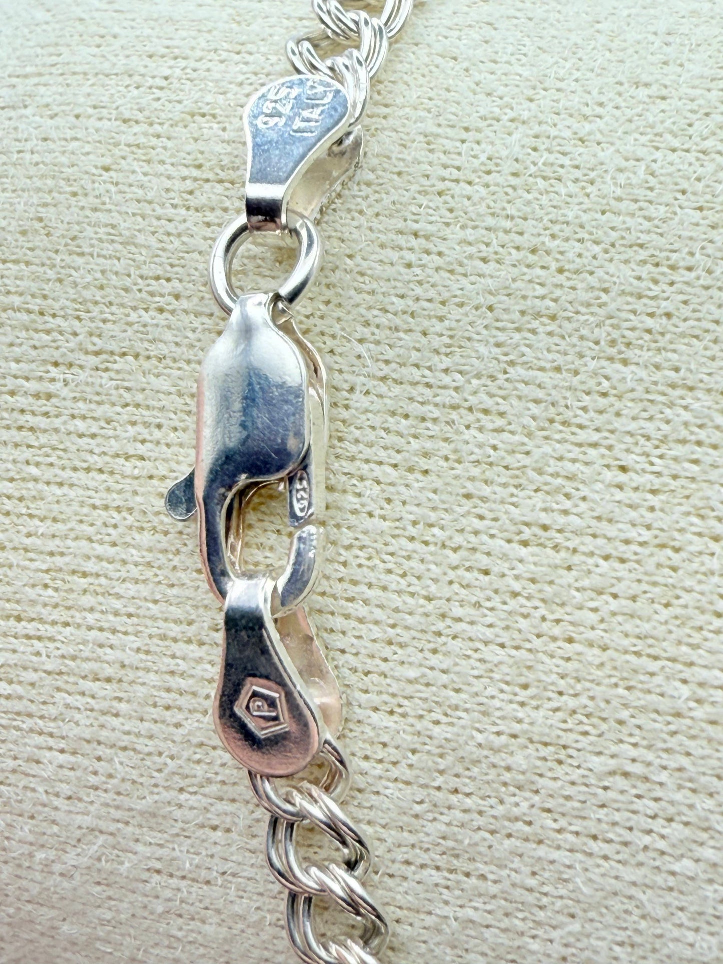 925 Sterling Silver Double-Row 18.5cm Curb Chain Bracelet