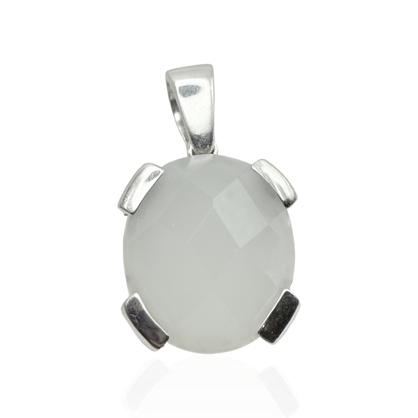 925 Sterling Silver Large Quarts Pendant