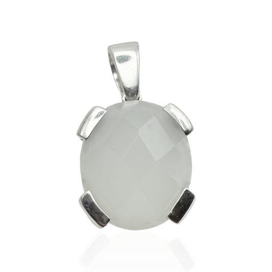 925 Sterling Silver Large Quarts Pendant