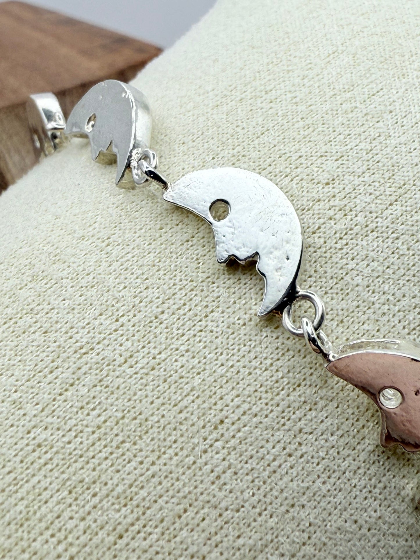925 Sterling Silver Half Moon 18.5cm Bracelet