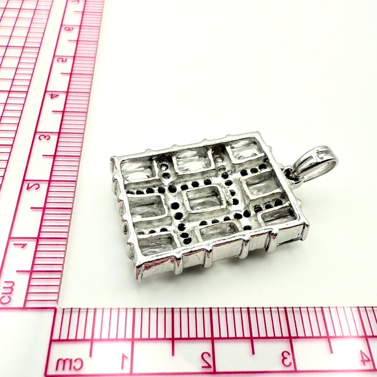 925 Sterling Silver Woven Crystal Mosaic Pendant
