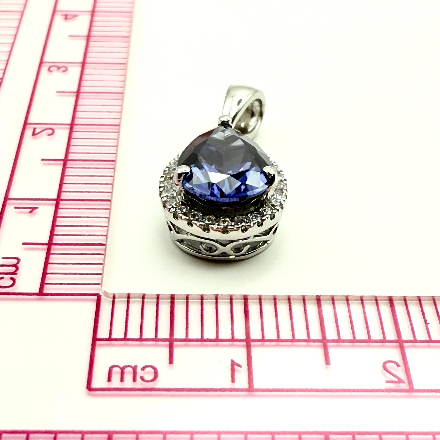 925 Sterling Silver C/Z Sapphire Pendant
