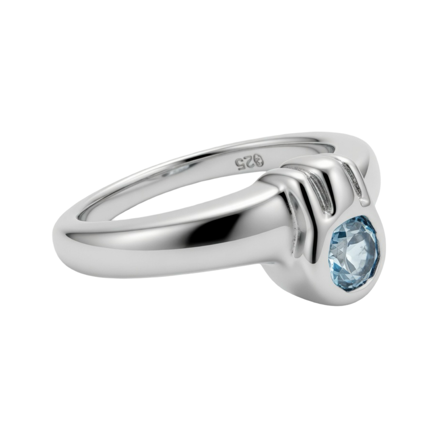 Tidal Flow Solitaire Ring Sterling Silver 925