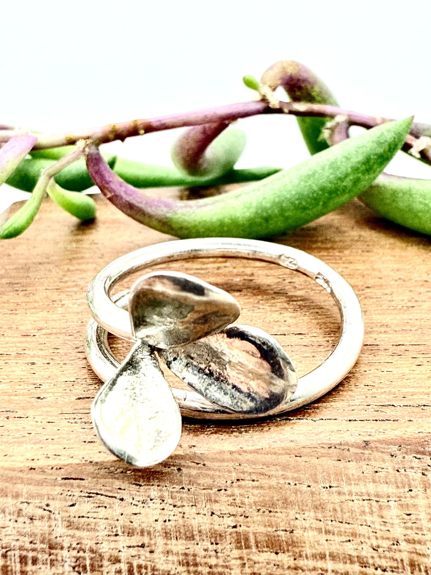 Large Leave Spekboom Adjustable Ring Sterling Silver 925