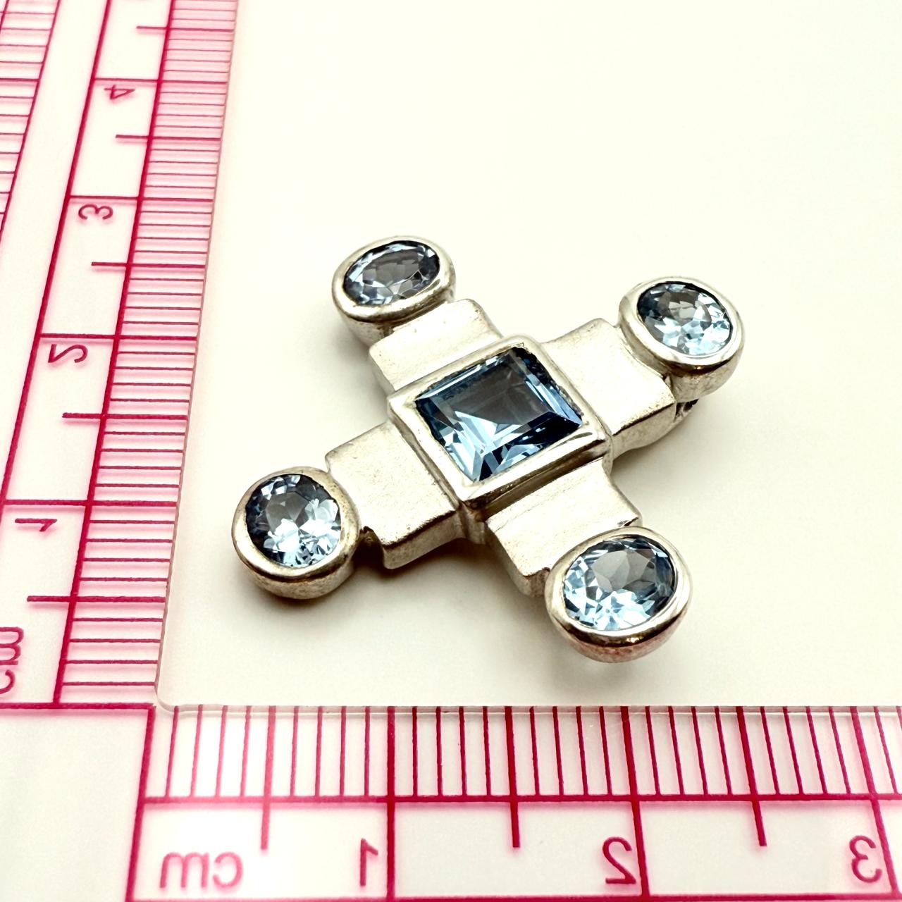 925 Sterling Silver Aquamarine Maltése Cross Pendant