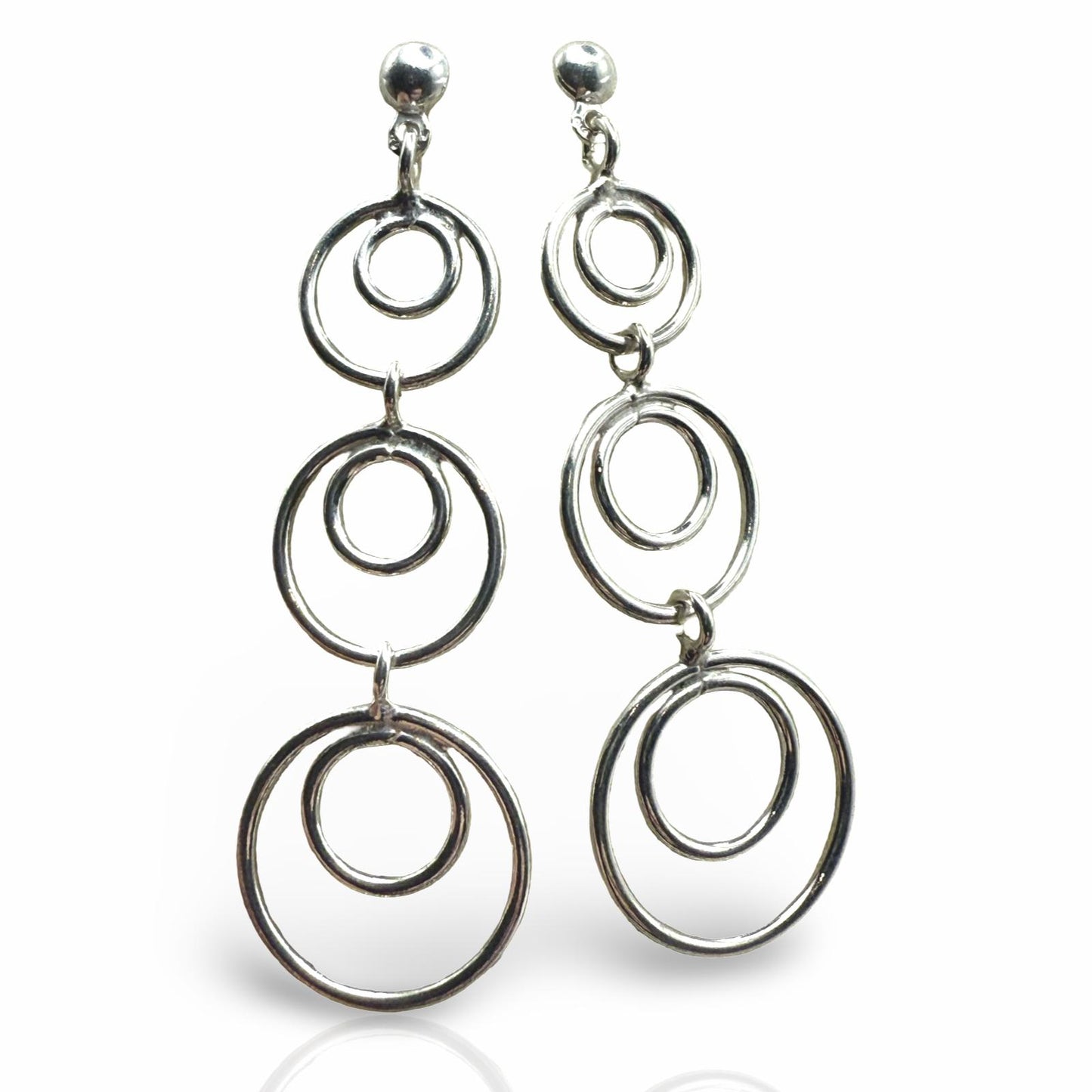 925 Sterling Silver Oval Sunburst Cluster Earrings