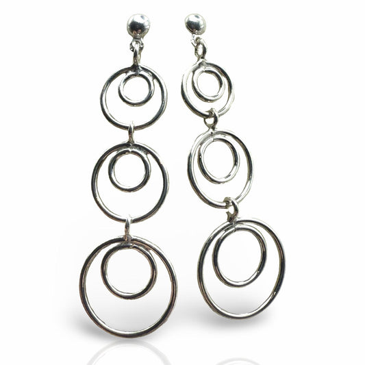 925 Sterling Silver Oval Sunburst Cluster Earrings