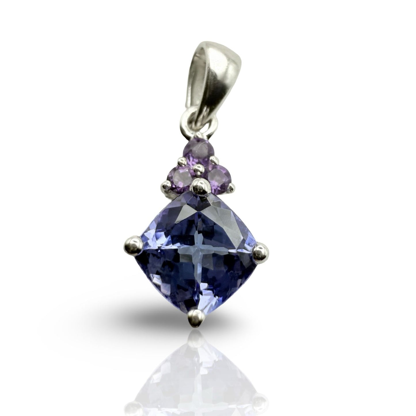 925 Sterling Silver Light Blue and Purple C/Z Pendant