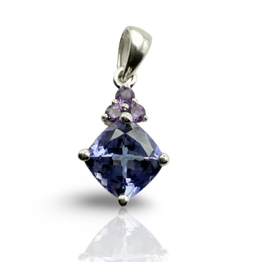 925 Sterling Silver Light Blue and Purple C/Z Pendant