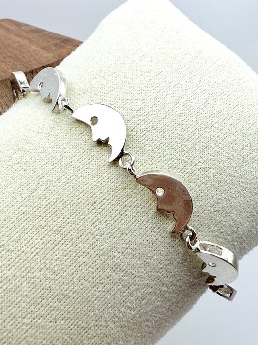 925 Sterling Silver Half Moon 18.5cm Bracelet