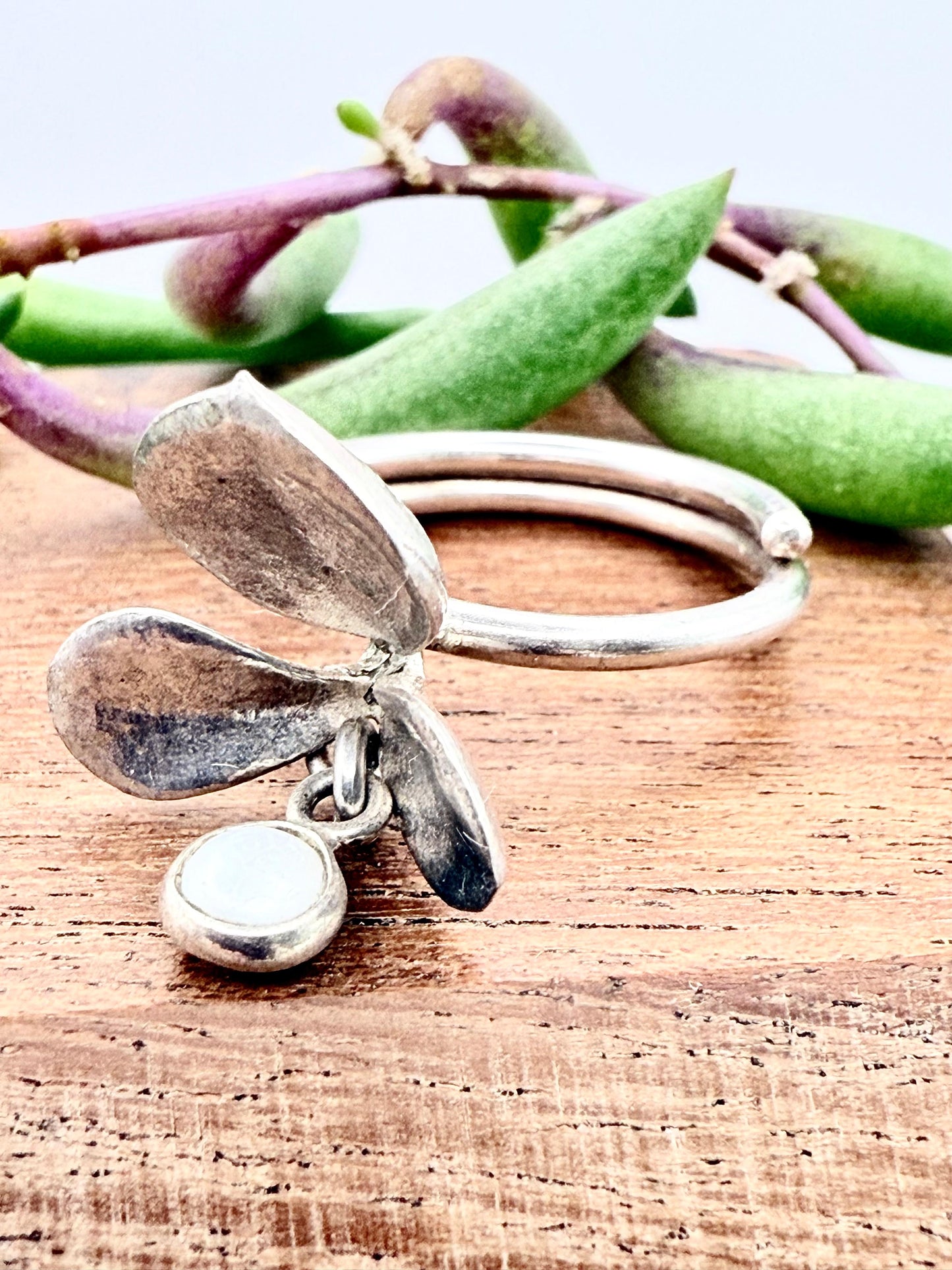 Adjustable Spekbook Ring with Freshwater Pearl Sterling Silver 925