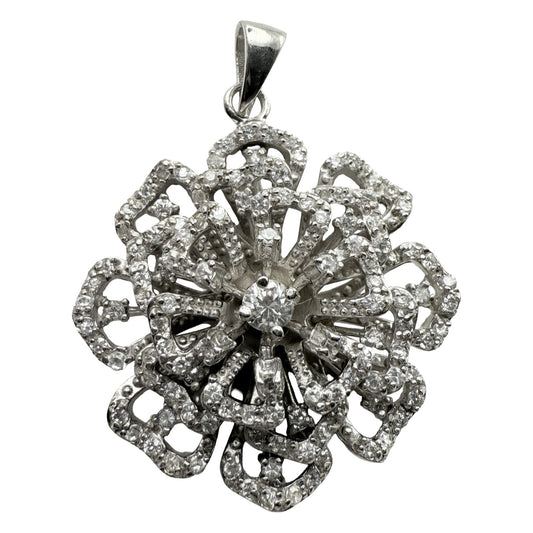 925 Sterling Silver Floral Filigree Pendant
