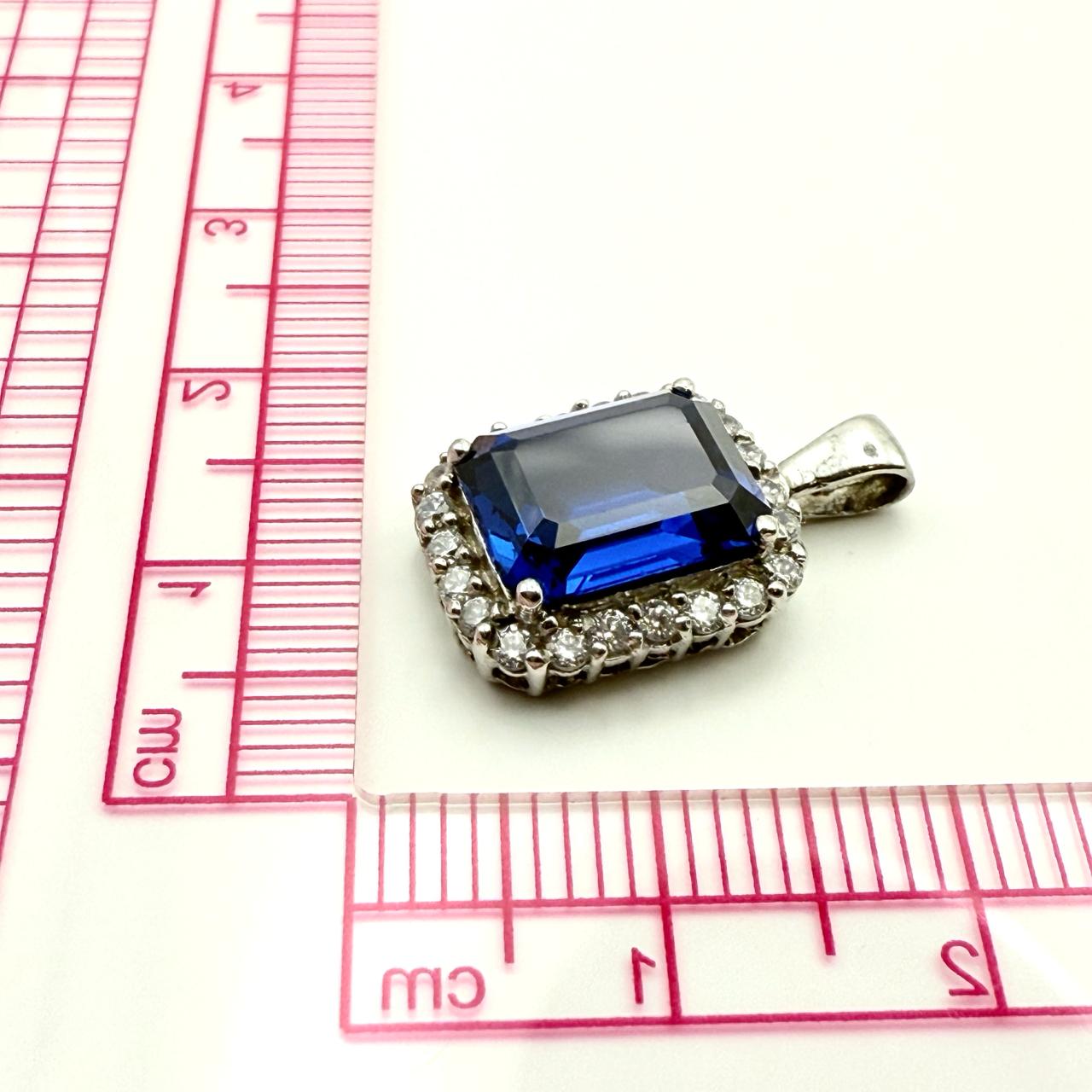 925 Sterling Silver Dark Blue C/Z Pendant