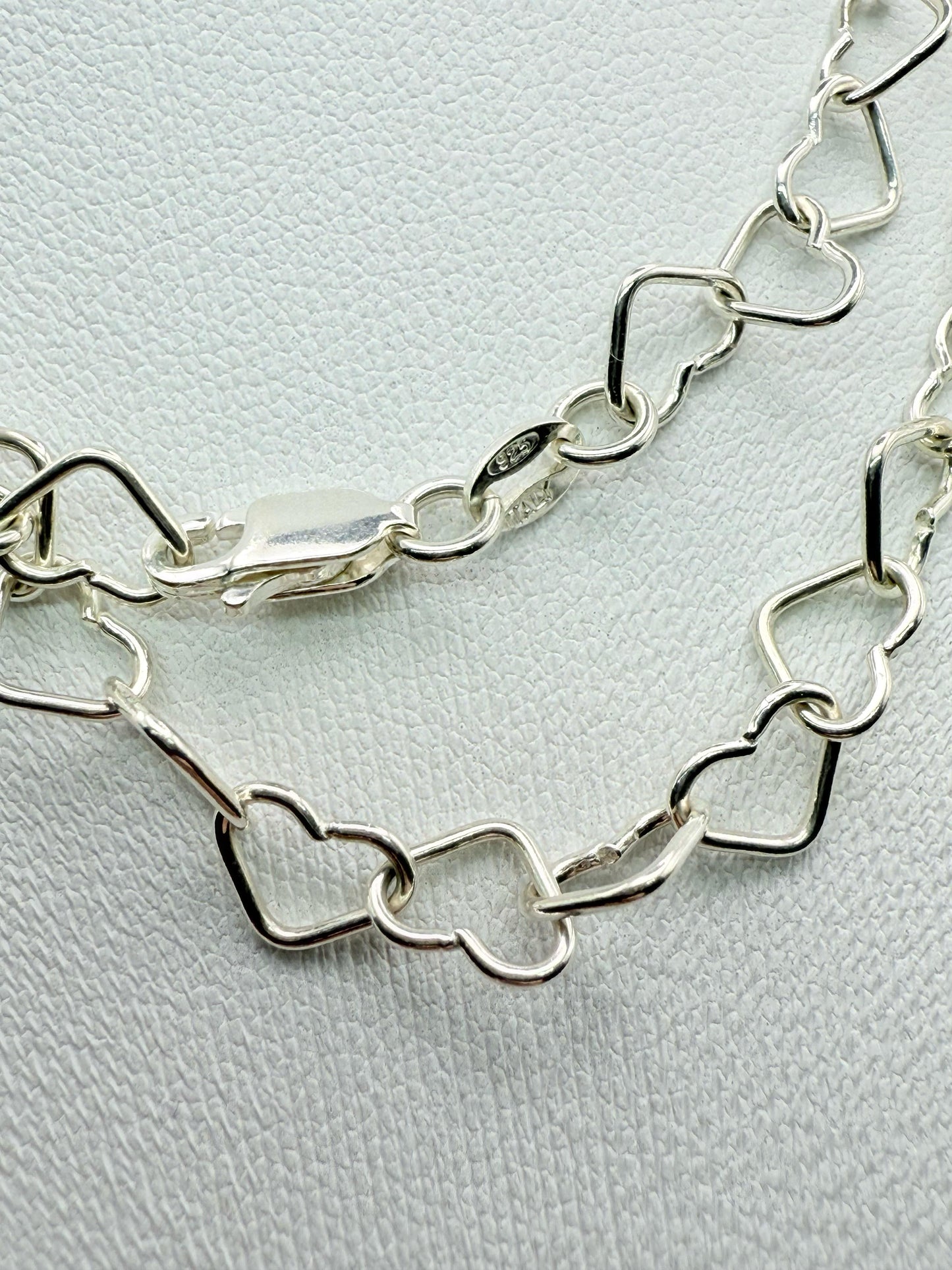 925 Sterling Silver Heart Link Necklace