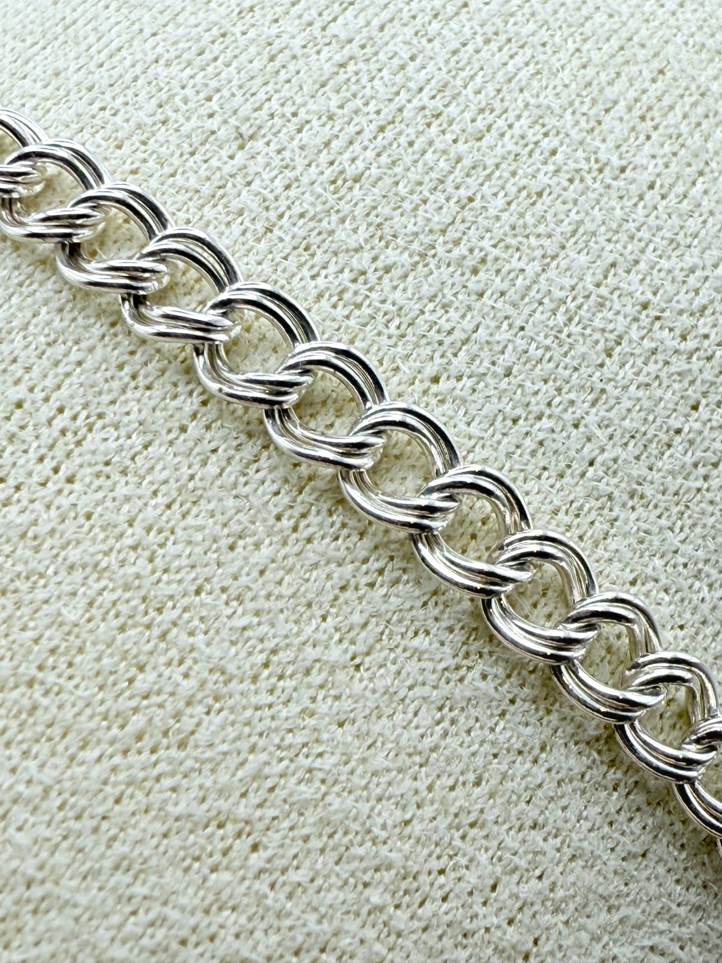 925 Sterling Silver Double-Row 18.5cm Curb Chain Bracelet