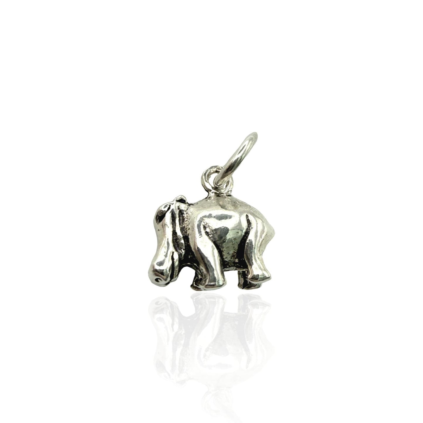 925 Sterling Silver African Art Hippo Charm
