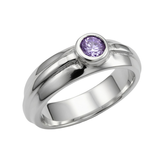 Lavender Amethyst Aura handmade Ring Sterling Silver 925
