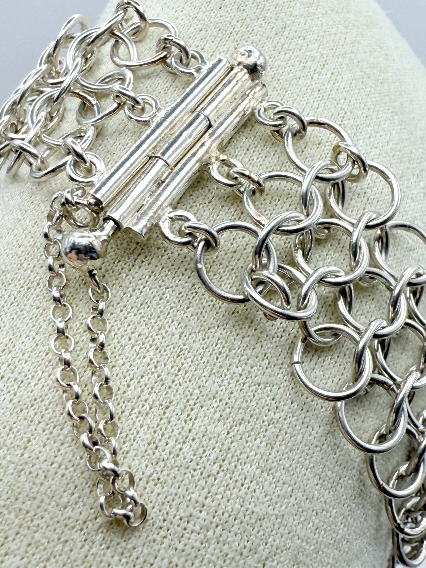Sterling Silver 925 European 4-in-1 19.5cm Chainmaille Bracelet