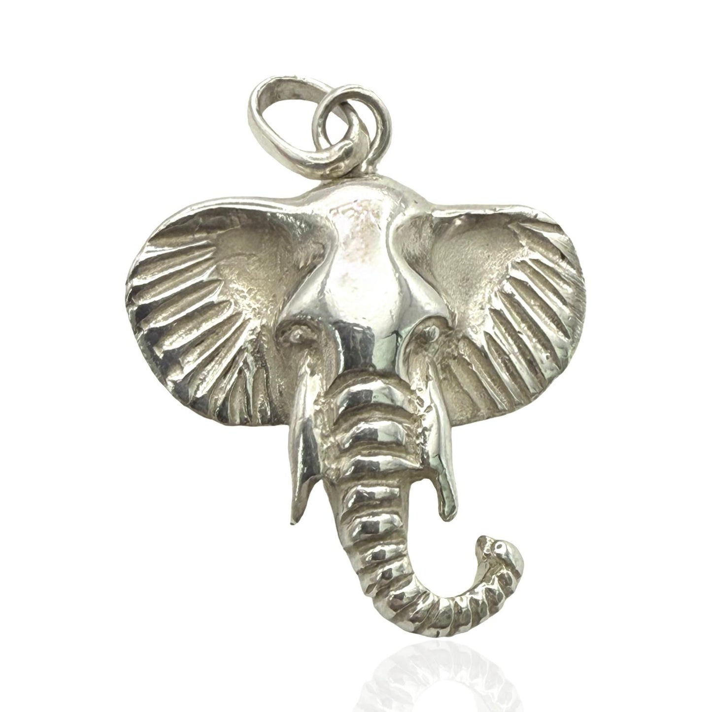 925 Sterling Silver Elephant Face Pendant